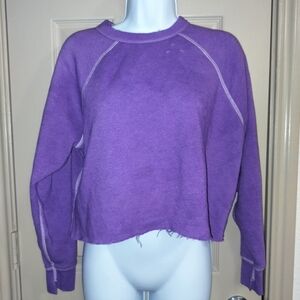 Aerie Purple Distressed Crop Top Sz XS